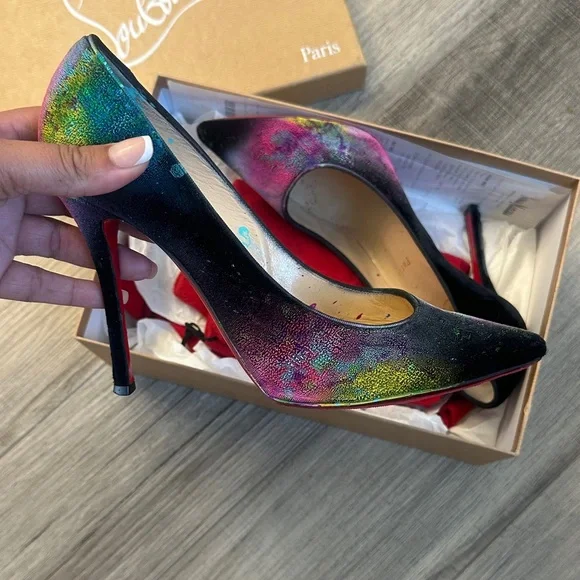 Christian Louboutin Black and Multicolor Heels - Picture 3 of 5